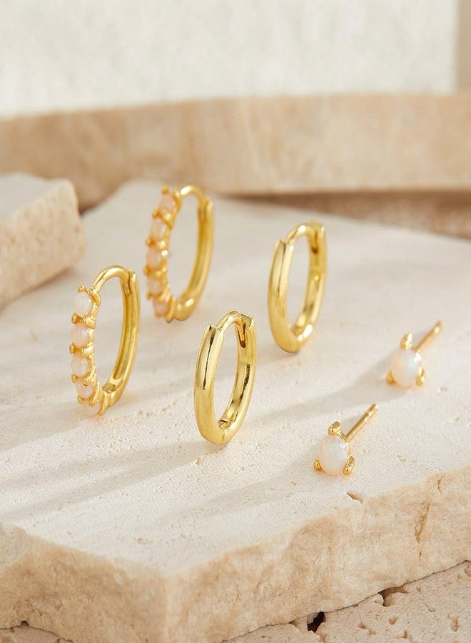 BLBLJERY Gold Earrings Set for Women Trendy Stud Earring Opal Huggie Earrings Stacks Small Hoop Earring 14k Gold Plated Opal Jewelry Birthday Gifts for Women Mom Her - Image 5